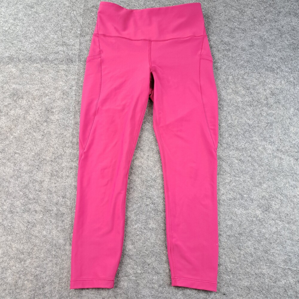 Athleta Leggings Womens Small Pink Interval Stash 7/8 Tight High Rise Yoga Pants